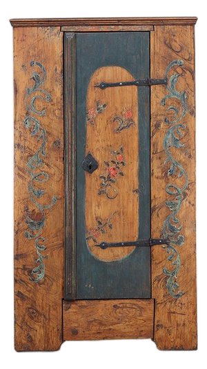 Primitive Farmhouse 18th Century Painted Folk Art Bridal Cabinet