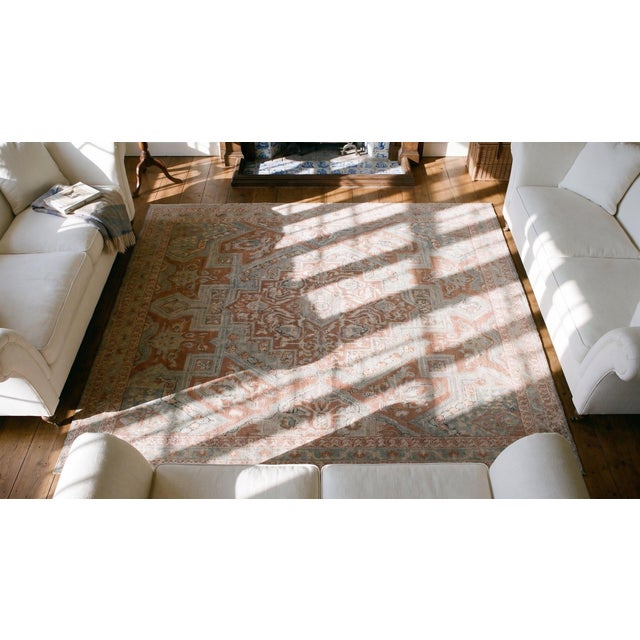 Gray 1920s Gray Salmon Geometric Tribal Antique Indian Agra Cotton Rug 4'0"x 7'2" Handknotted Wool Carpet For Sale - Image 8 of 9