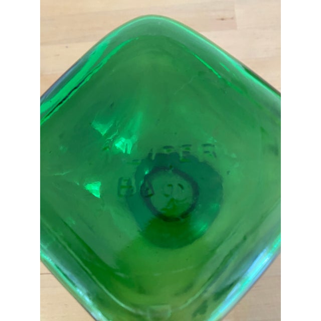 Empoli 1970s Vintage Mid-Century Modern Italian Green Glass Decanter/Carafe Empoli Italy For Sale - Image 4 of 11