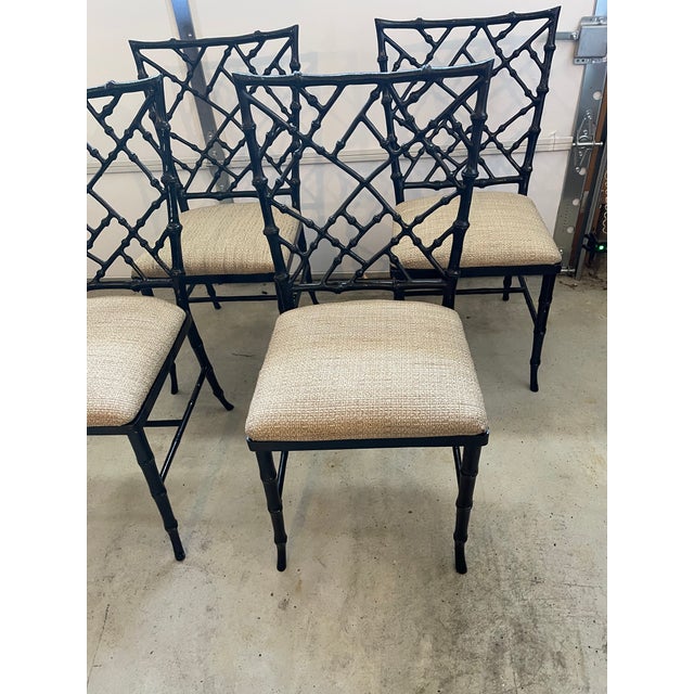 Mid-Century Modern 1960's Set of Phyllis Morris Faux Bamboo Aluminum Chairs by Kessler Industries - 4 Chairs For Sale - Image 3 of 11