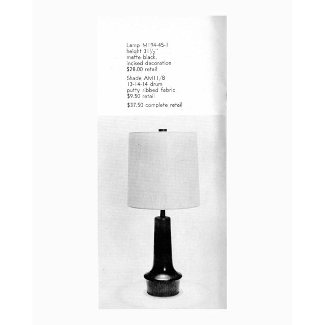 Yellow Vintage Mid Century M194 Ceramic Table Lamp by Jane and Gordon Martz For Sale - Image 8 of 8