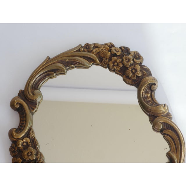1960s Vintage Rococo French Gold Plaster Ornate Wall Mirror, 1960s For Sale - Image 5 of 11