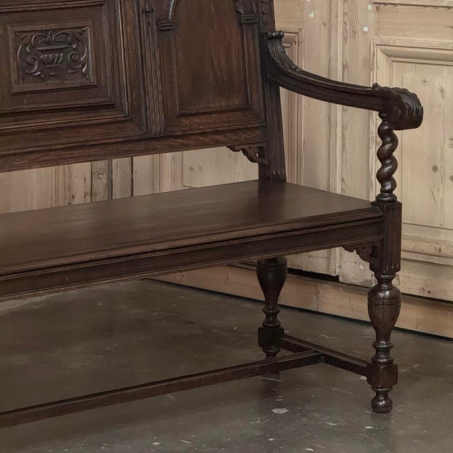 A 19th Century Dutch Carved Oak Renaissance Revival Hall Bench For Sale - Image 9 of 18