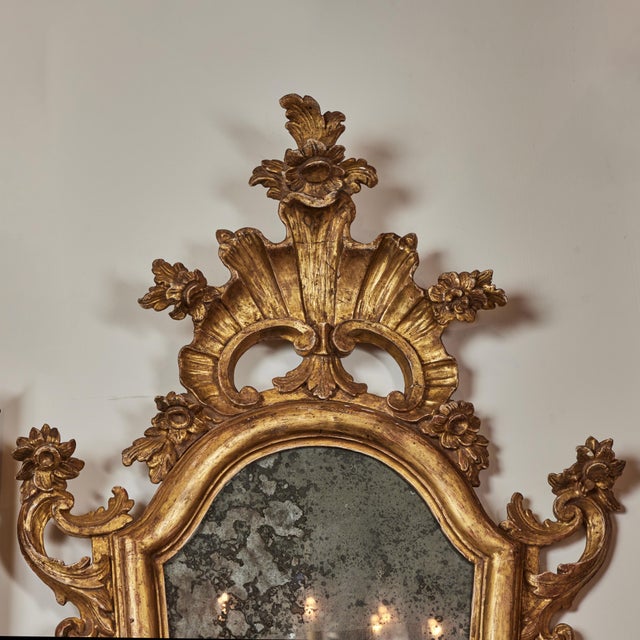 Gold Gilded Florentine Mirrors with Candle Holders - A Pair For Sale - Image 8 of 10
