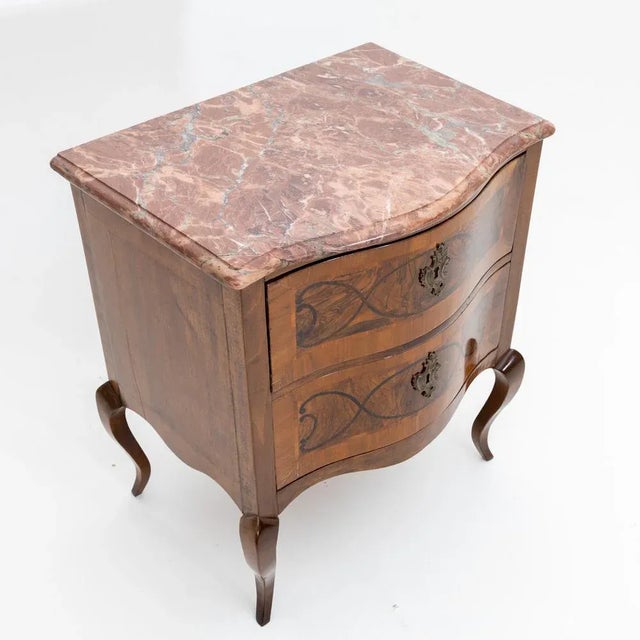 Baroque Style Chest of Drawers with Marble Top and Walnut, 1800s For Sale - Image 9 of 12
