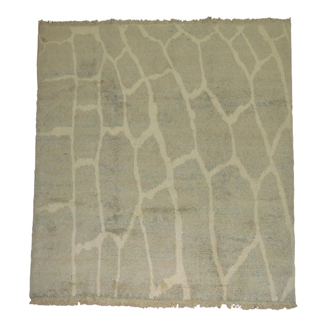 Gray Turkish Modernist Square Rug For Sale