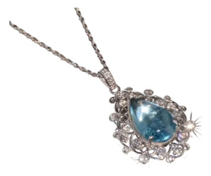 Certified Natural 6.97Cts VS F Diamond Aquamarine 18K Solid Gold Filigree Pendant