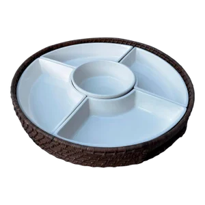 Woven Rattan Divided Dish Tray
