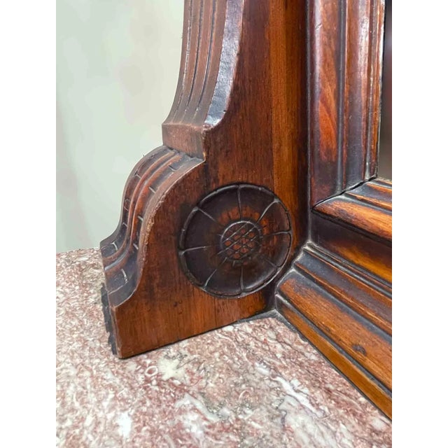 Antique Victorian Pier Hall Mirror Walnut Grand Size Mirror With Marble Top Bench For Sale - Image 9 of 10
