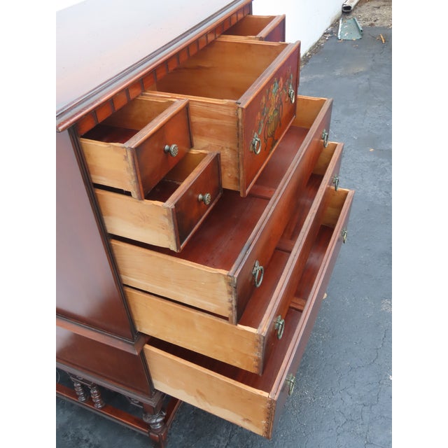 Early 1900s Carved Hand Painted Tall Chest of Drawers 6895 For Sale - Image 10 of 17