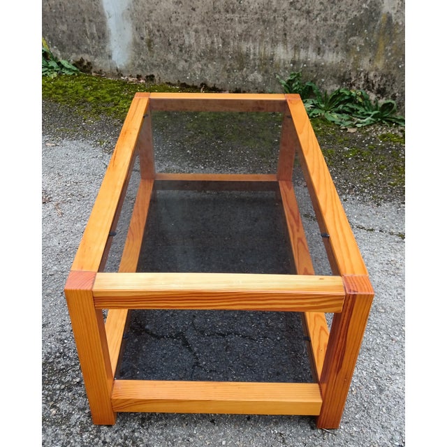 Side Table in Wood and Tinted Glass, 1980s For Sale - Image 4 of 9