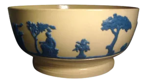Early 19th Century Wedgwood Etruria Drabware Pottery Bowl in Jasperware Style with Smear Glaze