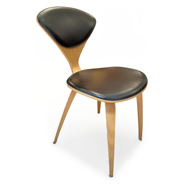 Set of Four Normal Cherner Walnut Dining Chairs With Leather Seats and Backs For Sale - Image 9 of 18