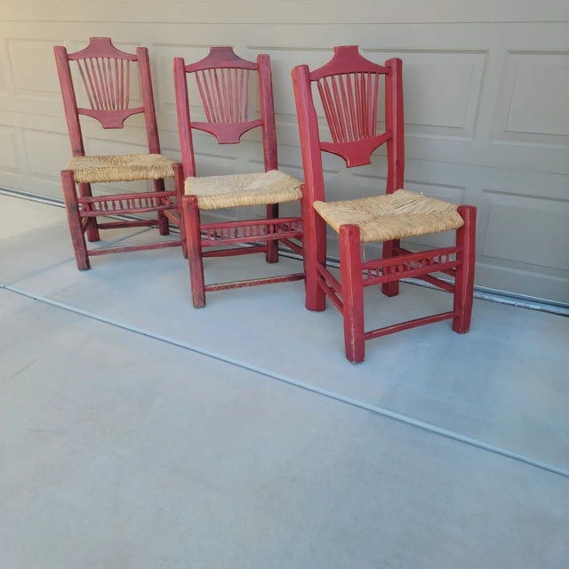 Set of Three Rustic Cabin Chic Live Edge Log Wood Chairs Chairish