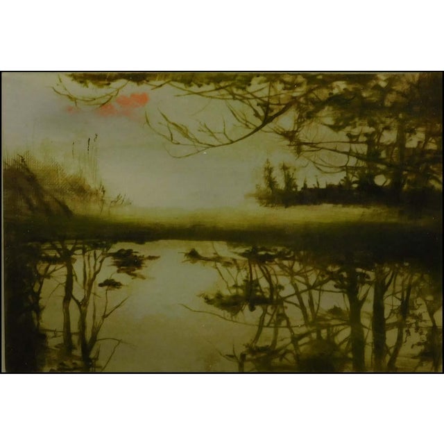 G H Rothe "Lake" 1988 Landscape Framed Mezzotint on Paper Hand Signed Make Offer For Sale - Image 4 of 5