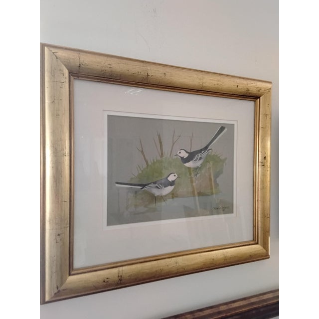 1960s Ralston Gudgeon, A Pair of Wagtails, 1960s, Watercolor, Framed For Sale - Image 5 of 5