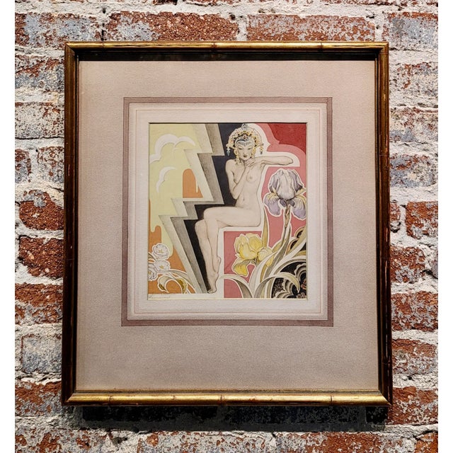 Glenn Crawford Sheffer- Art Deco Nude Female-Original 1920s painting American illustration - Gouache on paper -Signed-...