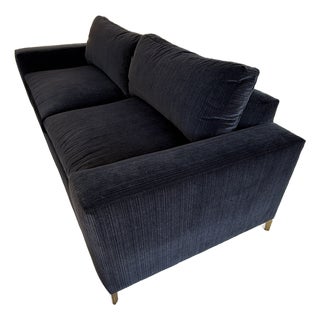 Navy Velvet Century Sofa For Sale