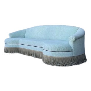 Vintage Regency Velvet Curved Sofa For Sale