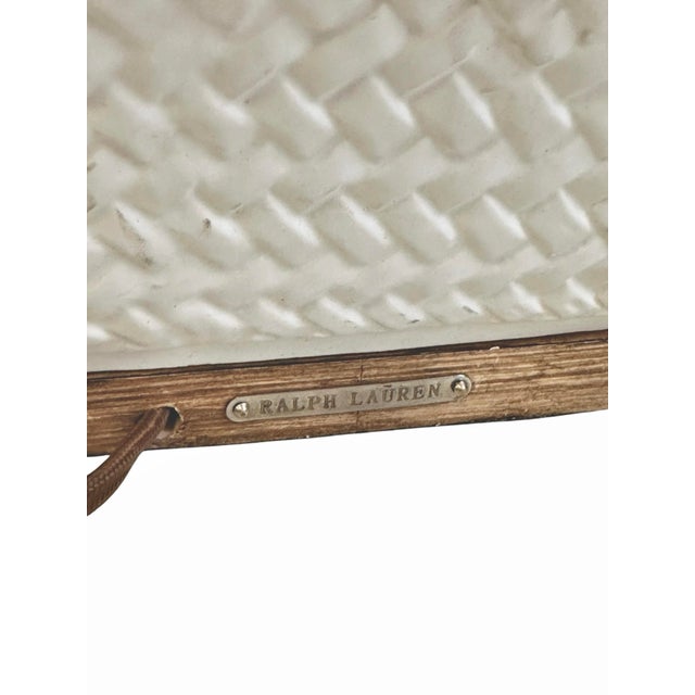 Coastal White Ralph Lauren Ceramic Woven Rope Texture Lamps With Chrome Finials - A Pair For Sale In New York - Image 6 of 12