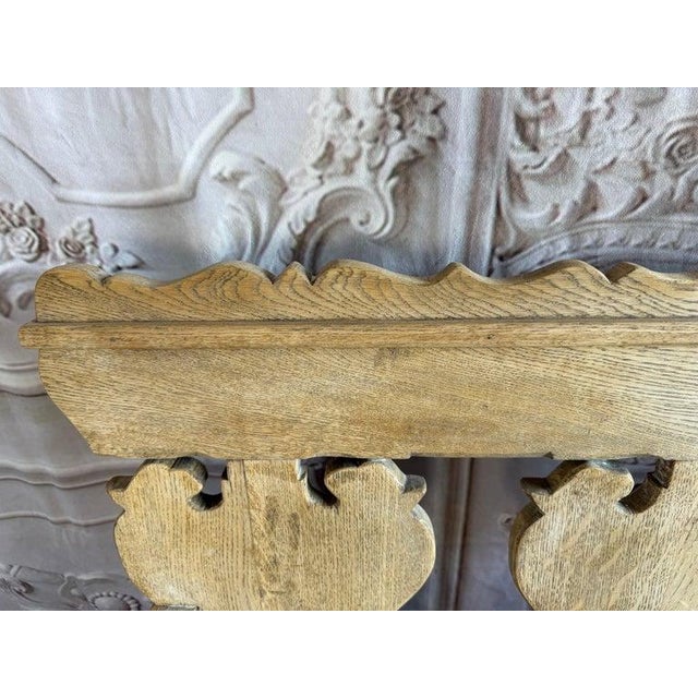 Rustic Hand-Carved Oak Benches, Pair, Folk Art / Spanish Colonial Style For Sale - Image 12 of 17