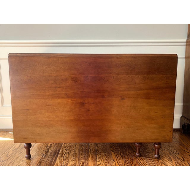Wood Mid Century Cherry Drop Leaf Dining Table For Sale - Image 7 of 8