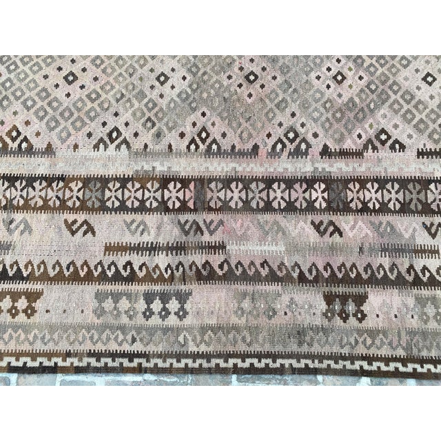 Textile Maimana Kilim Area Rug, Handwoven Wool, 8x15, Mushroom & Chocolate For Sale - Image 7 of 12