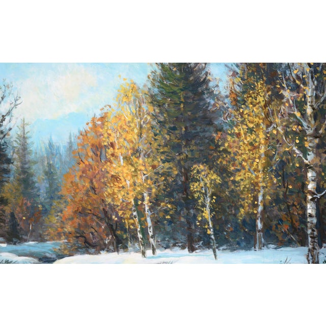 Late 20th Century Snowy Creek in Hope Valley - Landscape in Oil on Masonite by Dean Packer For Sale - Image 5 of 9