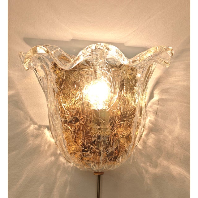 Metal Vintage Italian Wall Lamps in Murano Glass and Gold Metal from La Murrina, 1970s, Set of 3 For Sale - Image 7 of 12