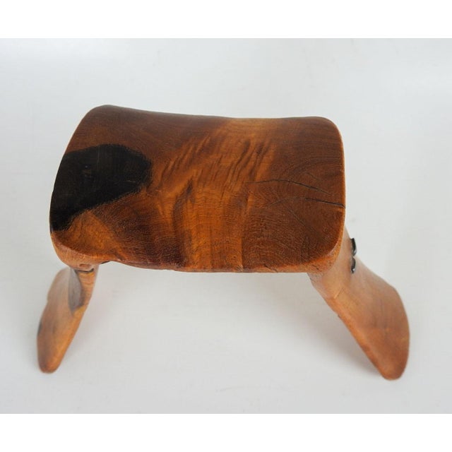 Vintage Handcarved Wood and Iron Sculptural Head Rest For Sale - Image 4 of 7