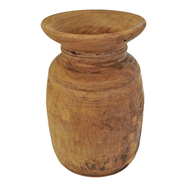 Vintage Mid 20th Century India Wood Pot For Sale