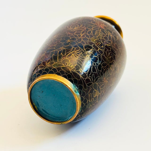 Brass Cloisonne Brass Vase For Sale - Image 8 of 9
