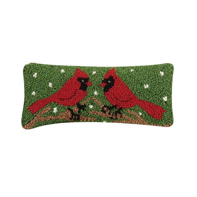 Two Cardinals Hook Pillow 12" x 5" For Sale - Image 4 of 4
