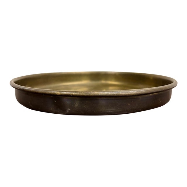 Vintage Solid Brass Shallow Bowl Catchall Dish For Sale