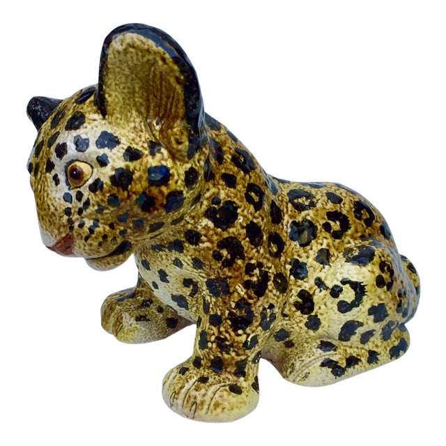 Mid-Century Italian Ceramic Leopard Cub, 1960s For Sale
