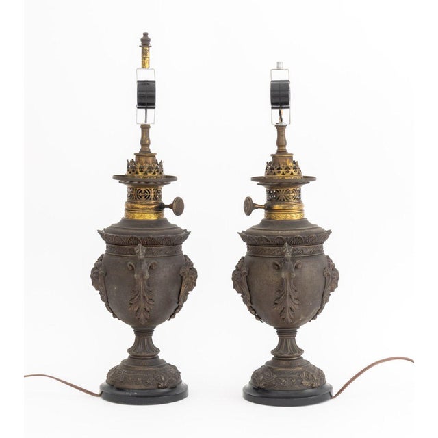 Neoclassical Two Handle Urn Forn Table Lamps, Pair For Sale - Image 11 of 11