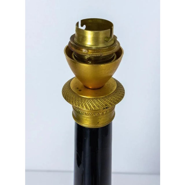 Mid-Century French Black Glass and Brass Table Lamp, 1960s For Sale - Image 6 of 11