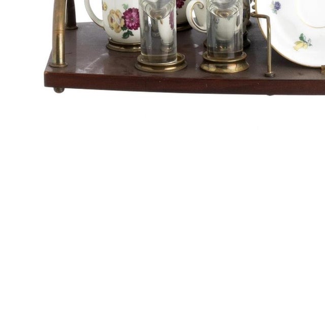 Porcelain Tray with Coffee Cups and Glasses, Set of 13 For Sale - Image 3 of 6