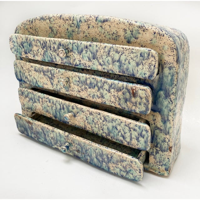 Modern Hand-Built Glazed Ceramic Jewelry Box With Drawers, Florida Artist Rexx Fischer For Sale - Image 3 of 10