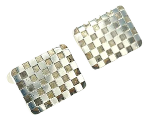 1990s Pair of Georg Jensen Checkerboard Cufflinks Silver Estate