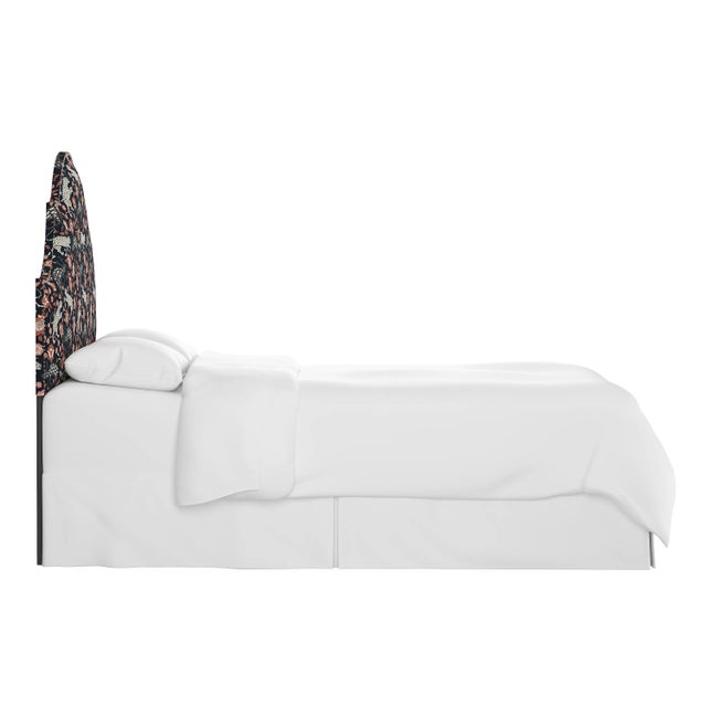 Transitional Halsted Headboard in Coral Navy Leopard, Queen For Sale - Image 3 of 7