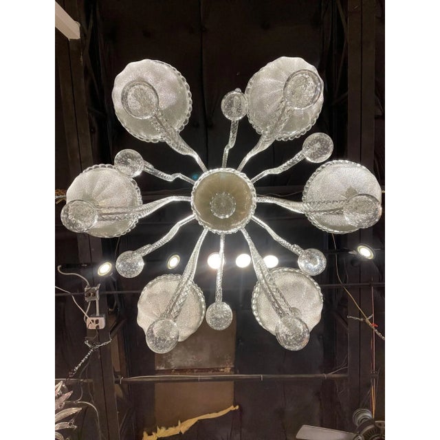 Transparent Modern Murano Glass Style 6 Arm Chandelier For Sale - Image 8 of 9