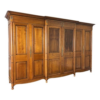 Vintage French Carved 6-Door Armoire For Sale