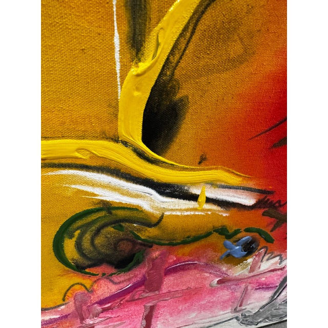 1980s Pair of Oversized Jack Compton Colorful Abstract Mixed Media Paintings on Canvas 60x46" For Sale - Image 4 of 17