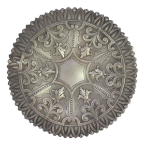 Tray Stand in Embossed Silver with Geometric Motifs and Fleur-de-Lis