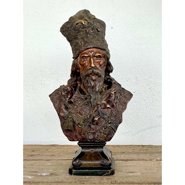 Vintage Patinated Bust of Man For Sale - Image 11 of 12