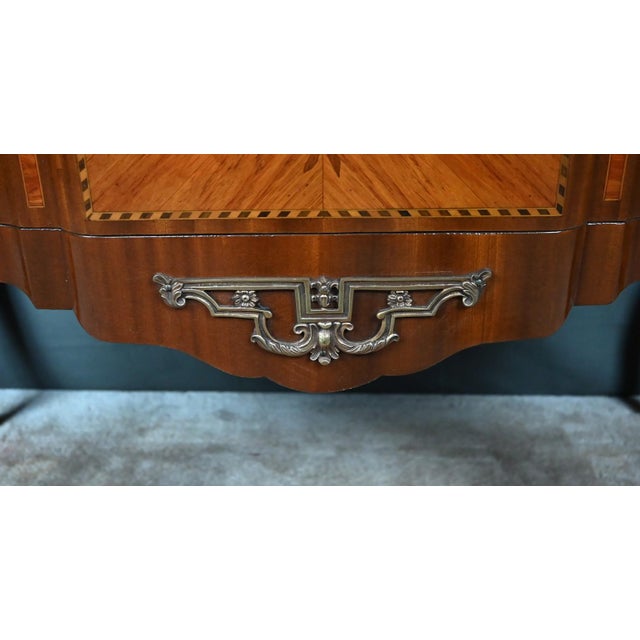 Mid-Century Louis XV-Louis XVI Transition Style Marquetry Commode For Sale - Image 10 of 18