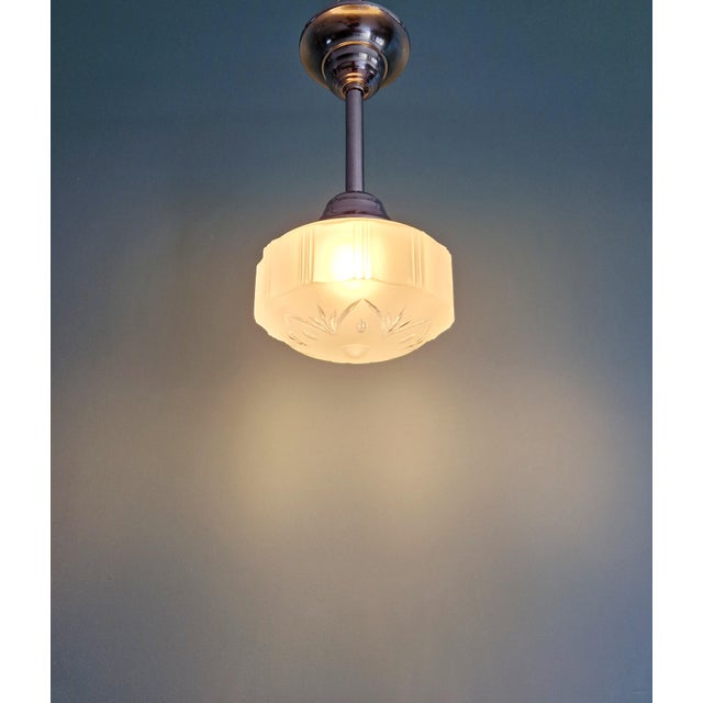 Art Deco Pendant Light in Frosted Glass, 1920s For Sale - Image 11 of 12