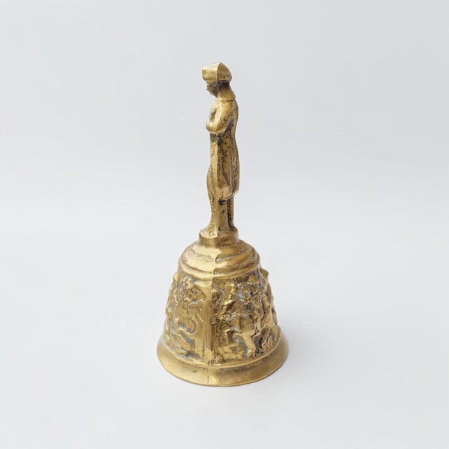 Antique Belgian Flemish Figurative Brass Table Bell, 1890 For Sale - Image 10 of 13