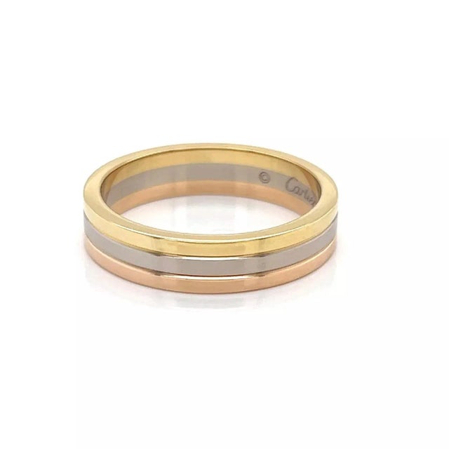 Late 20th Century Cartier Vendome Louis 18k Tri Color Gold 4.8mm Wedding Band Ring W/Cert-Size 8.5 For Sale - Image 5 of 7
